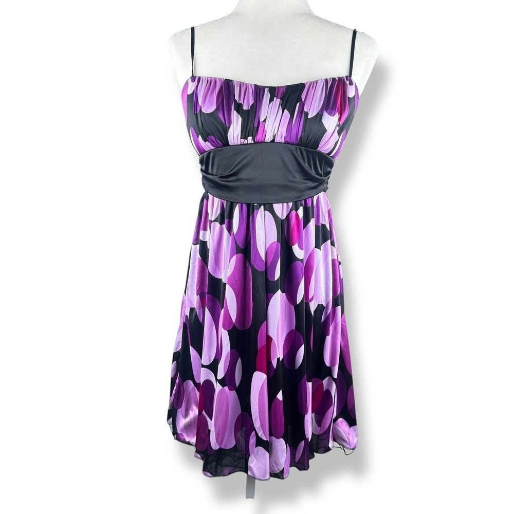 Y2K Ruby Rox Purple Babydoll Party Dress Womens Size Medium Tulle Bubble Print
